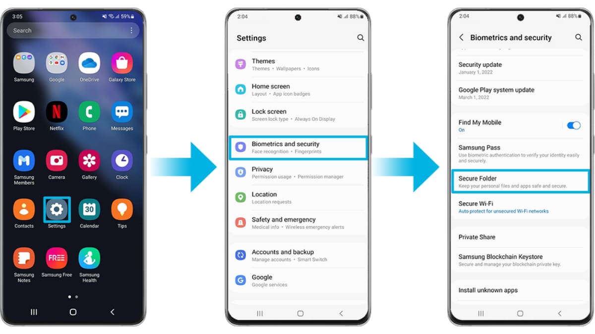 ساخت پوشه امن در گوشی سامسونگ